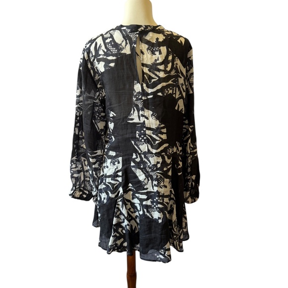 IRO PARIS ANDA PRINTED MINI DRESS RUFFLE WAIST LONG SLEEVE V NECK FEMININE 38-6 - Picture 5 of 11